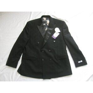 New Tayion Montee Holland Double Breasted Black Tuxedo Blazer Sz 46R (MJ67) $360